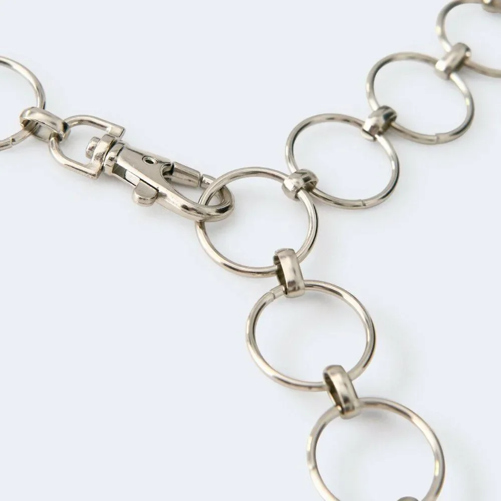 Urban Outfitters Metal Chain Hook Belt Silver NWT 38.50  S/M M/L